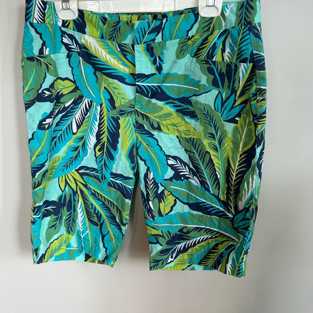 Caribbean Joe Tropical Leaf Print women’s Bermuda Shorts size 12